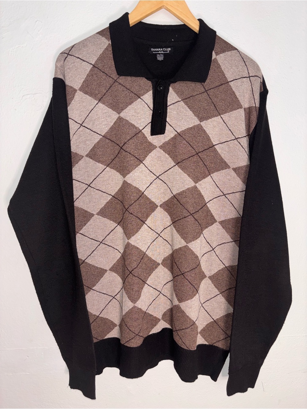 Sahara Club Men's Black and Brown Cardigan Sweater - XXL
